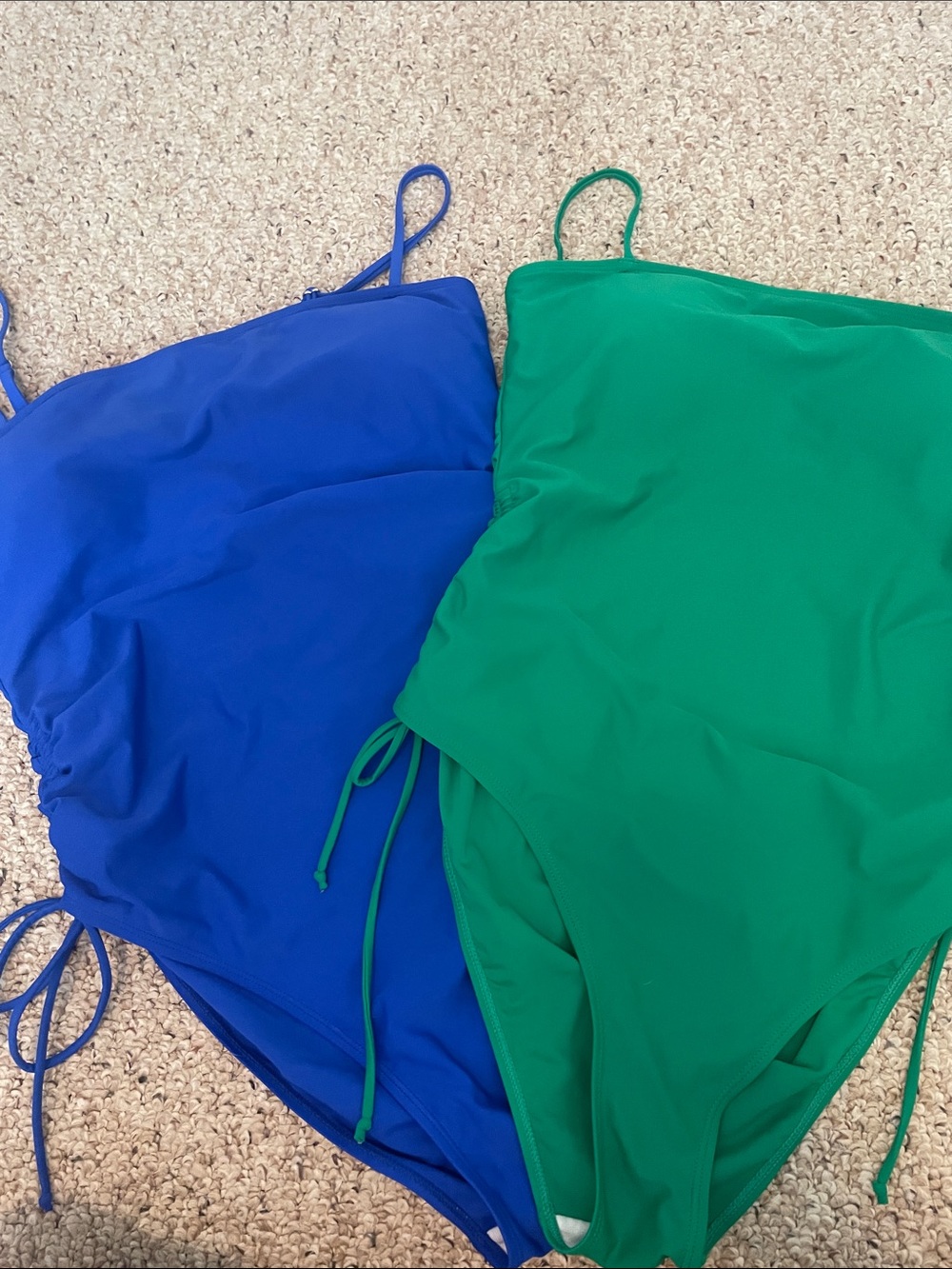 SHEIN Blue and Green One-Piece Swimsuits